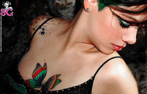 Butterfly Tattoos Big Colorful Butterfly On Chest