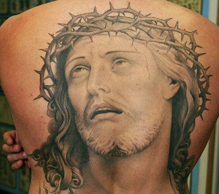  2 3 dimensional tattoo of Jesus on cross 3 3d scorpion tattoo