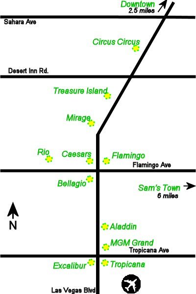 las vegas strip map aria. las