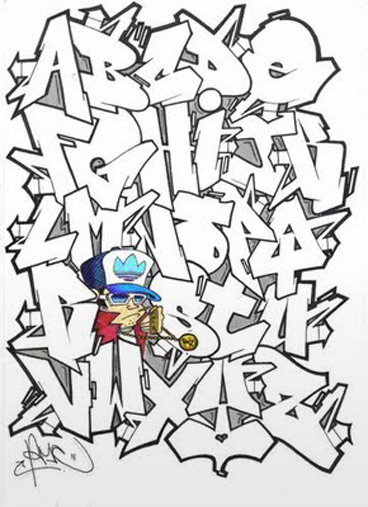 lettered beads. draw graffiti letters z.